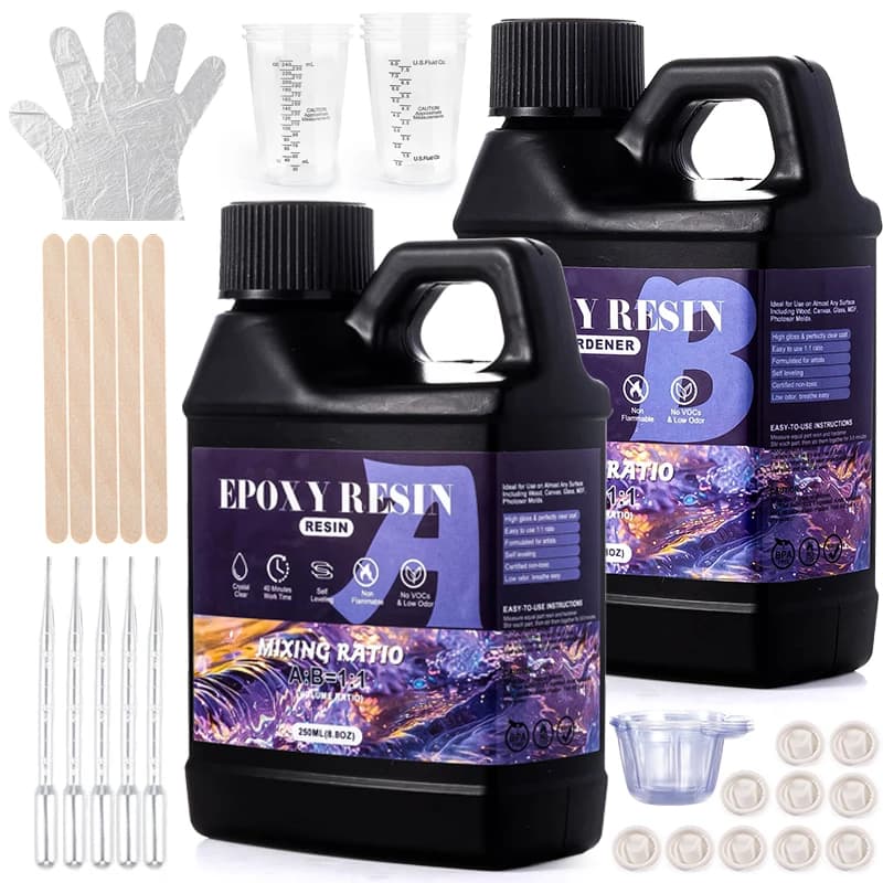 Kit de resina Epoxy 1:1 Easy Mix, transparente, sin amarilleo, sin burbujas, resina de fundición y recubrimiento autonivelante para fabricación de