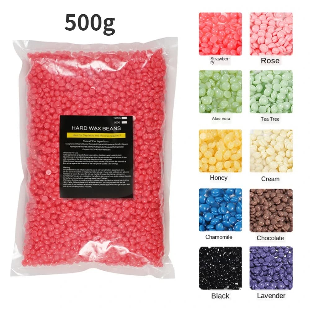 500 g/paquete de granos de cera, película depilatoria caliente, eliminación de pellets, Bikini, cara, pelo, piernas, brazo, depilación, frijol,