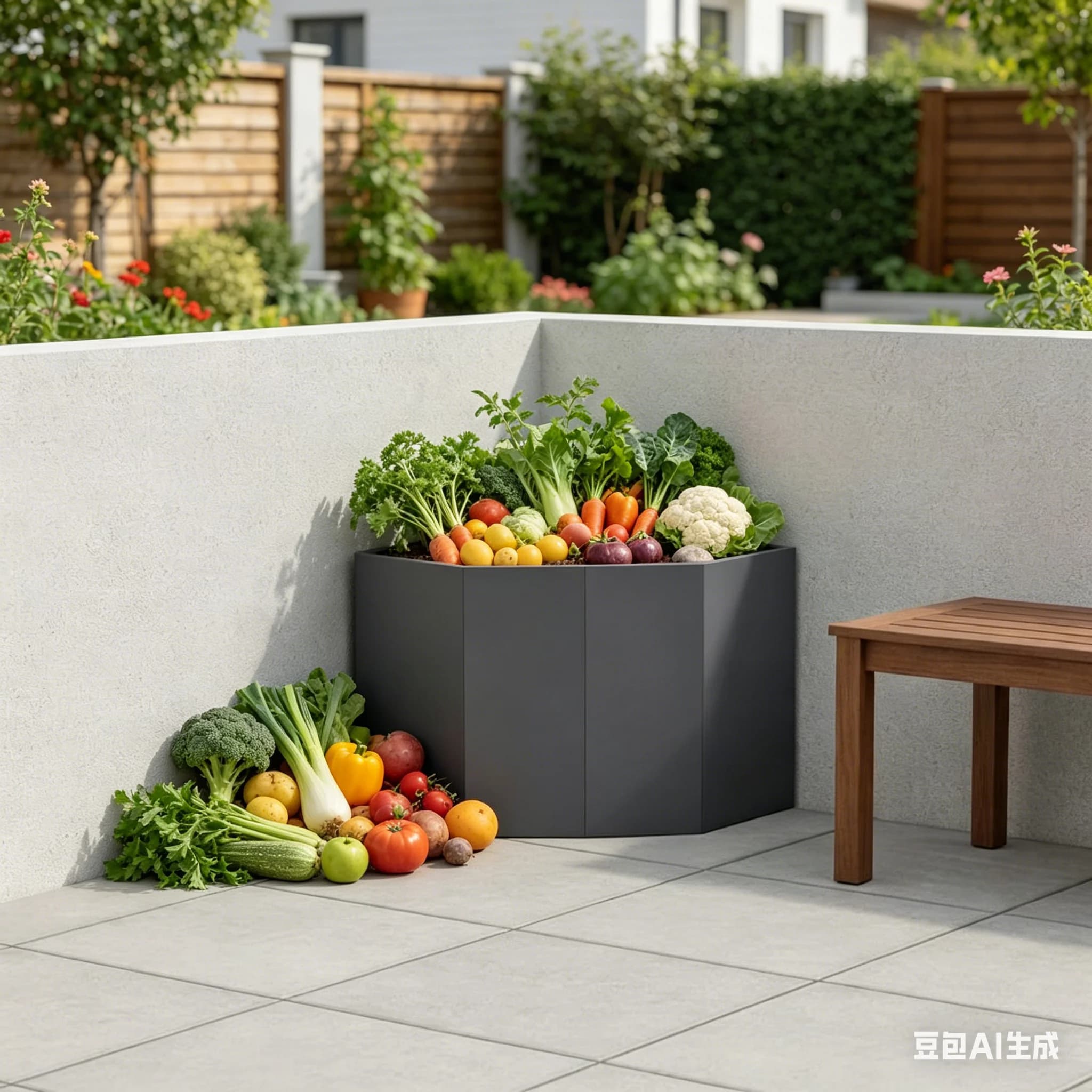 Jardinera de Esquina que Ahorra Espacio, Estructura de Acero Resistente, Fácil de Montar, Perfecta para Maximizar el Espacio de Plantación al Aire