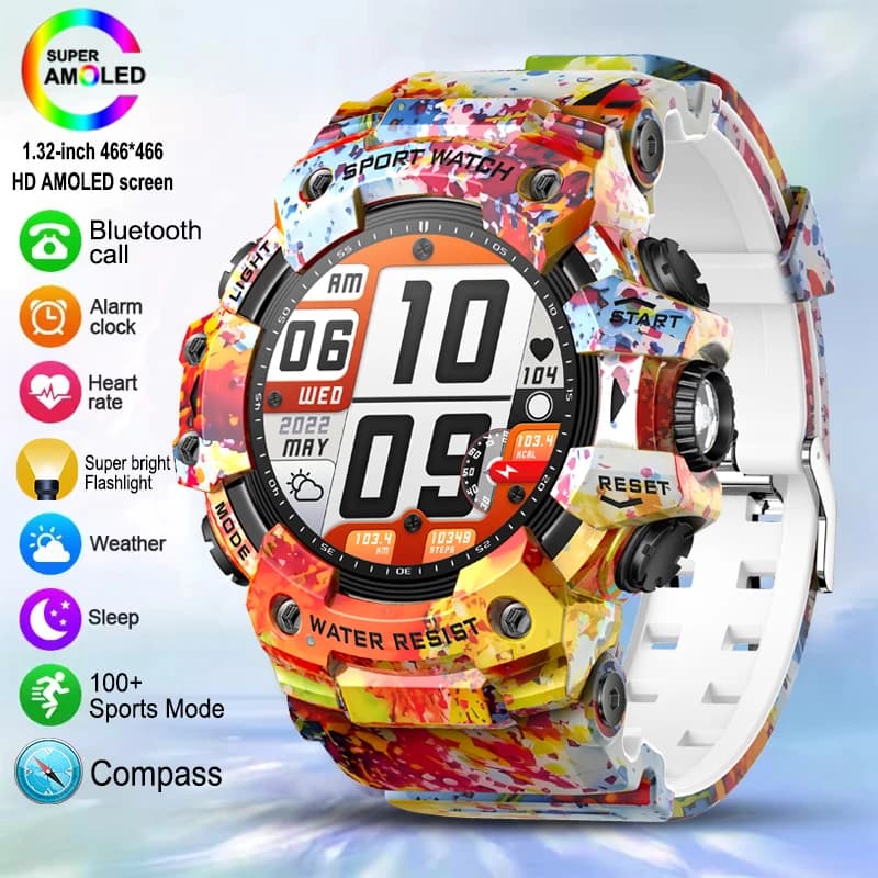 Reloj inteligente T-Rex 3 de grado militar para deportes al aire libre, brújula de Fitness para hombres, frecuencia cardíaca, llamada Bluetooth HD,