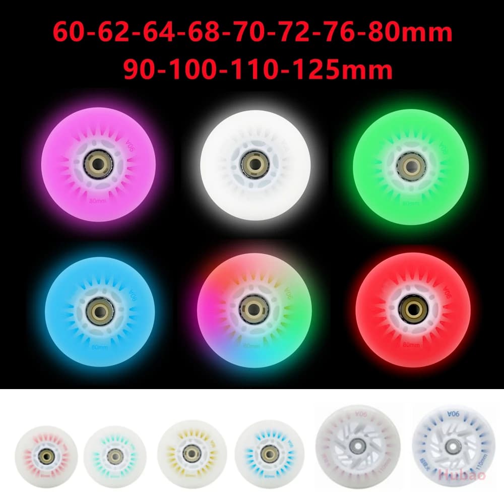 Rueda de Flash LED de 4 piezas, patines en línea de 90/100/110/125mm, 60/62/64/68/70/72/76/80mm