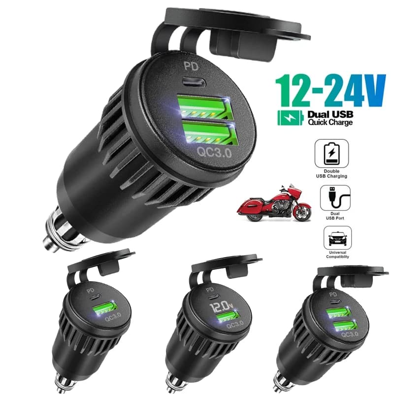 Cargador Rápido 3.0 para Motocicletas, 3 Puertos USB Tipo C, Adaptador para Encendedor de Cigarrillos para BMW F 900 XR R 850GS 750 GS R1250GS