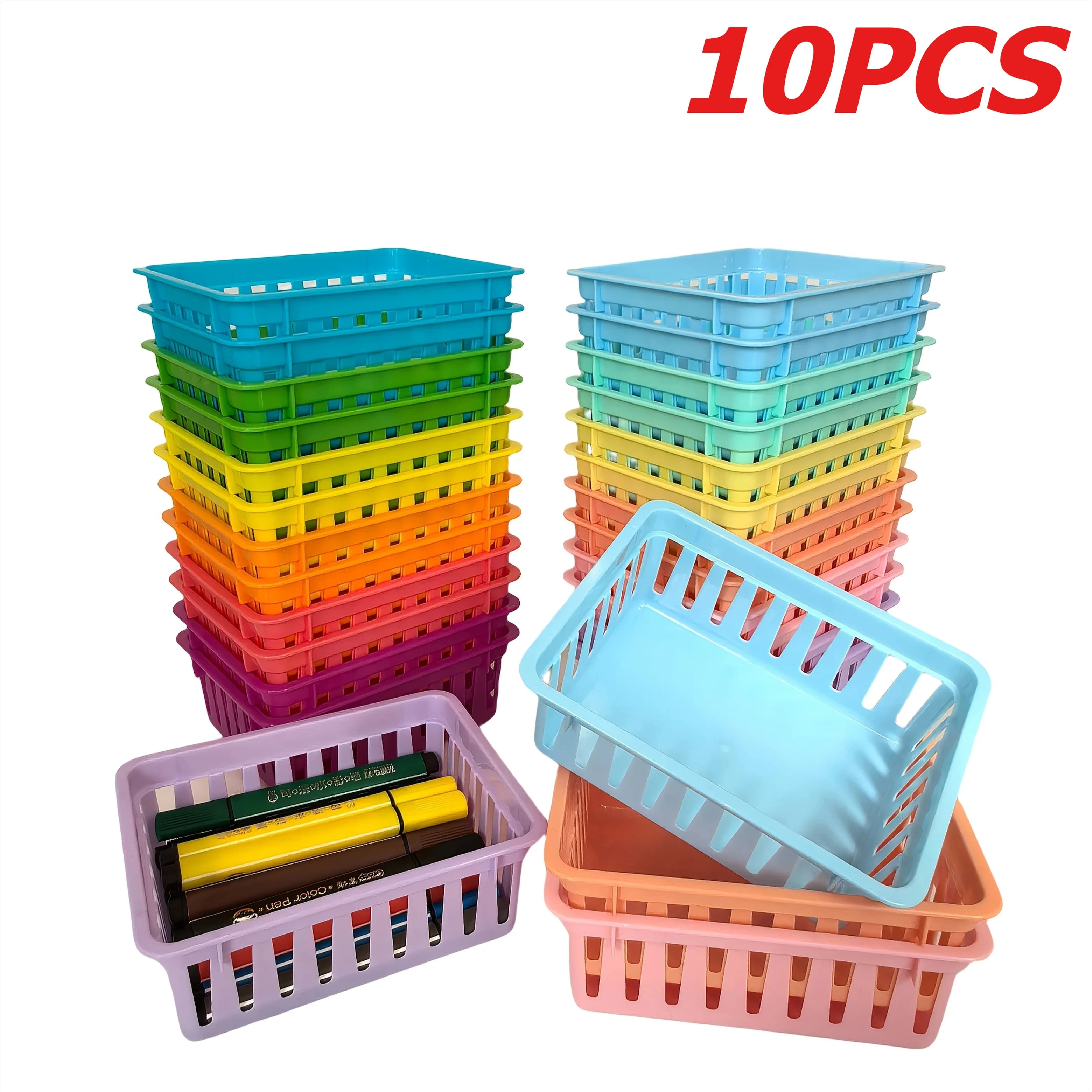 Paquete de 10 Mini Cestas de Almacenamiento, Bandejas Organizadoras Coloridas, Pequeño Organizador de Escritorio para Papelería, Adecuado para el
