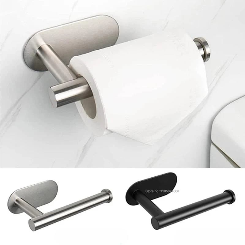 Portarrollos de Papel Higiénico de Acero Inoxidable Anticorrosión y Resistente a la Oxidación, Soporte de Pared sin Perforaciones para Baño