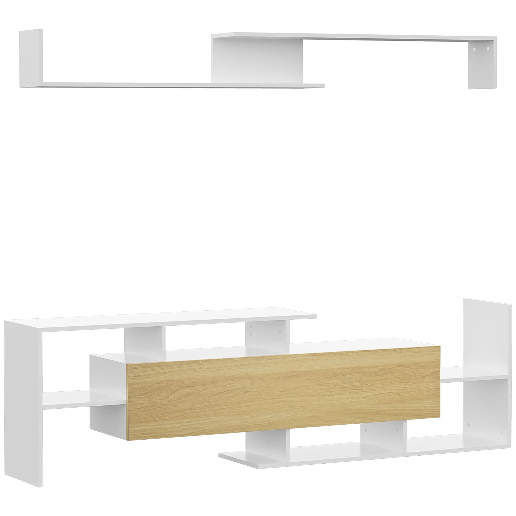 HOMCOM Mueble de Salón para TV con Mesa 153,6x25x42 cm Estante 150x14,5x16,3 cm