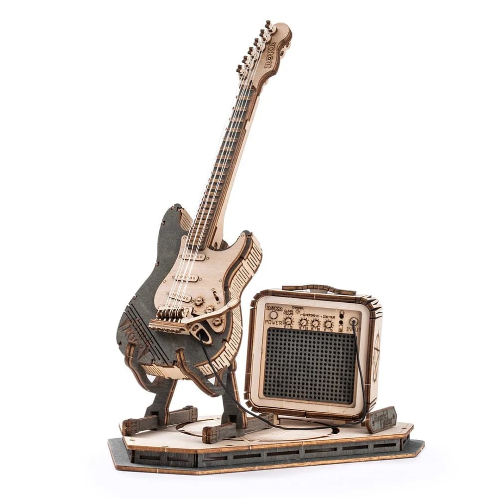 Rompecabezas 3D de Guitarra Eléctrica Rolife, de Madera, para Niños y Adultos, Juego de Bloques de Construcción Creativos, Regalo de Navidad