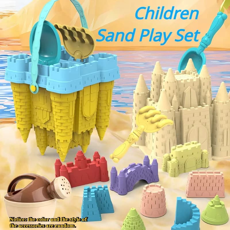 Juego de juguetes de arena para castillo de playa con cubo y pala, juguetes de verano para caja de arena, para exteriores, regalos divertidos para la