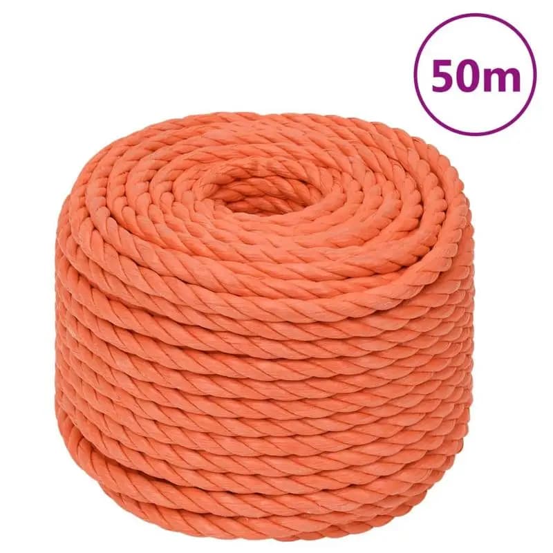 Cuerda de trabajo naranja de 12 mm y 50 m de polipropileno para tendedero/jardinería/náutica. Esta cuerda está hecha de fibra de poliéster