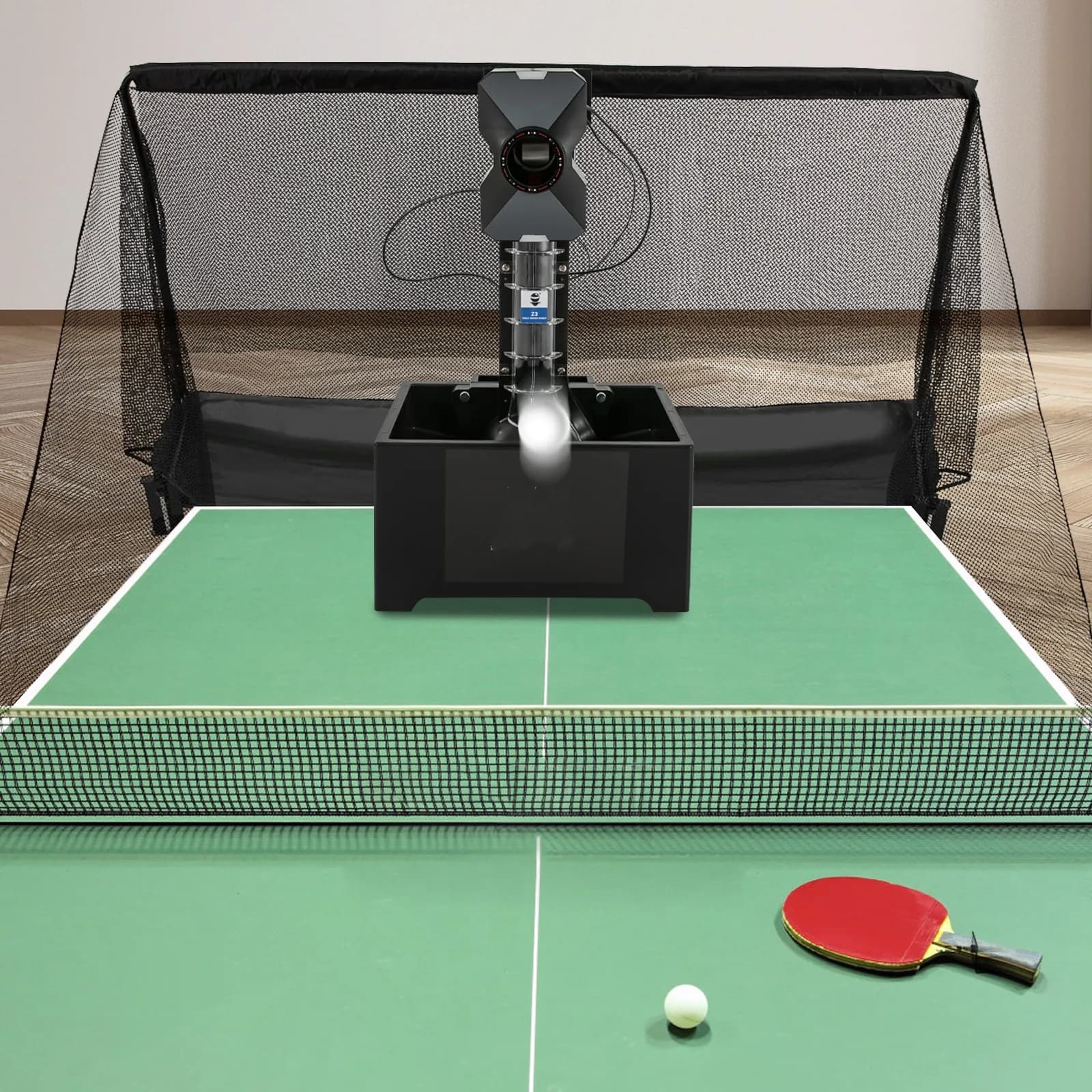 Robot de tenis de mesa, máquina automática de lanzamiento de pelotas de Ping Pong con capacidad de 100 pelotas con Control remoto para