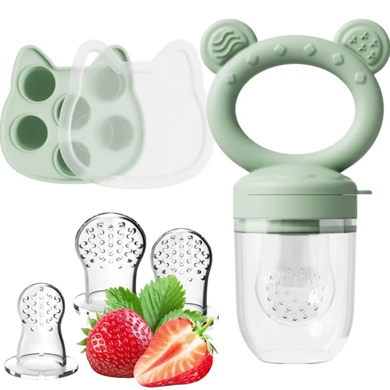 Alimentador de Frutas para Bebés y Mini Congelador con Tapa, Moldes de Silicona para Helados de Leche Materna, Chupete de Alimentación para Bebés