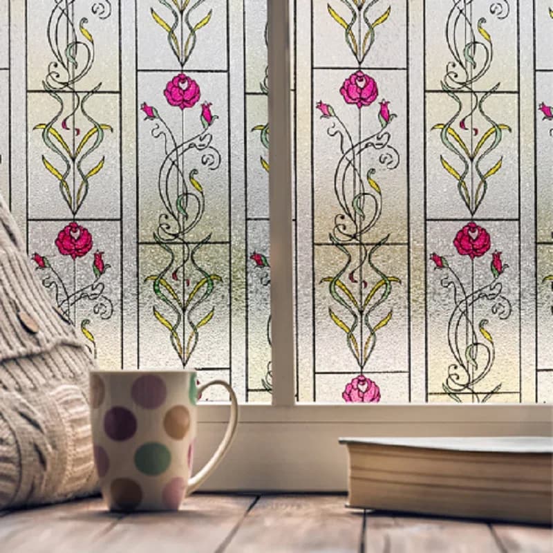 Película de ventana con patrón de flores teñidas, adhesivo estático, estampado láser 3D, envío directo, protección de privacidad a prueba de