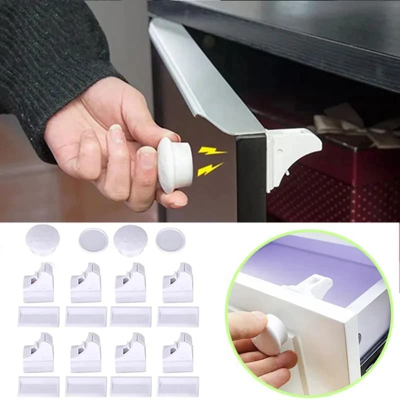Cerradura de seguridad para bebés con protección para niños, cerradura magnética para niños, pestillo para cajón, cerradura para puerta de