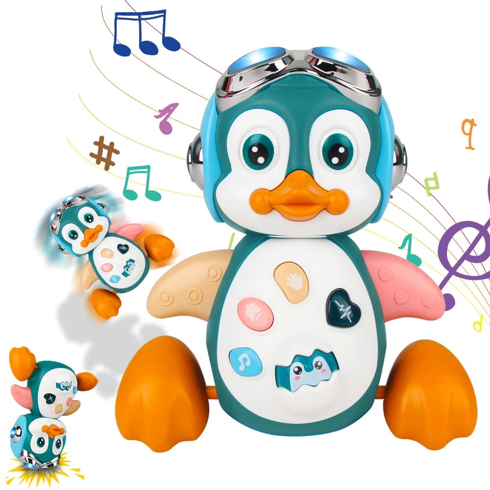Juguetes para gatear para bebés, pingüino Musical, juguetes de baile para caminar en movimiento con luz, desarrollo interactivo para niños