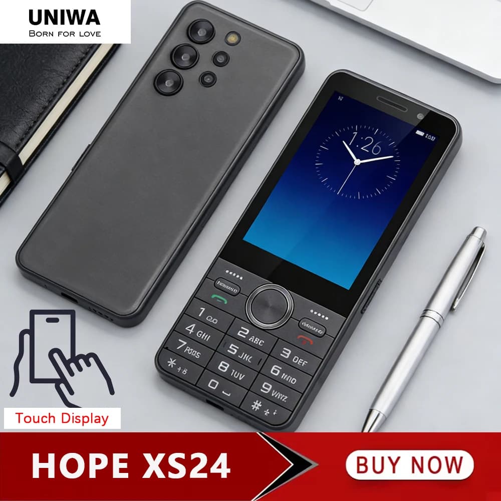 UNIWA HOPE XS24 4G pantalla táctil T9 teclado teléfonos 3,5 "Dual SIM teléfono inteligente Android 8,1 2 + 16GB 2500mAh teléfono móvil Whatsapp