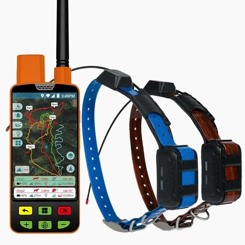 Rastreador GPS Eseek para Perros de Caza, Suministros de Entrenamiento para Mascotas con Dispositivo Portátil y 2 Collares de Entrenamiento