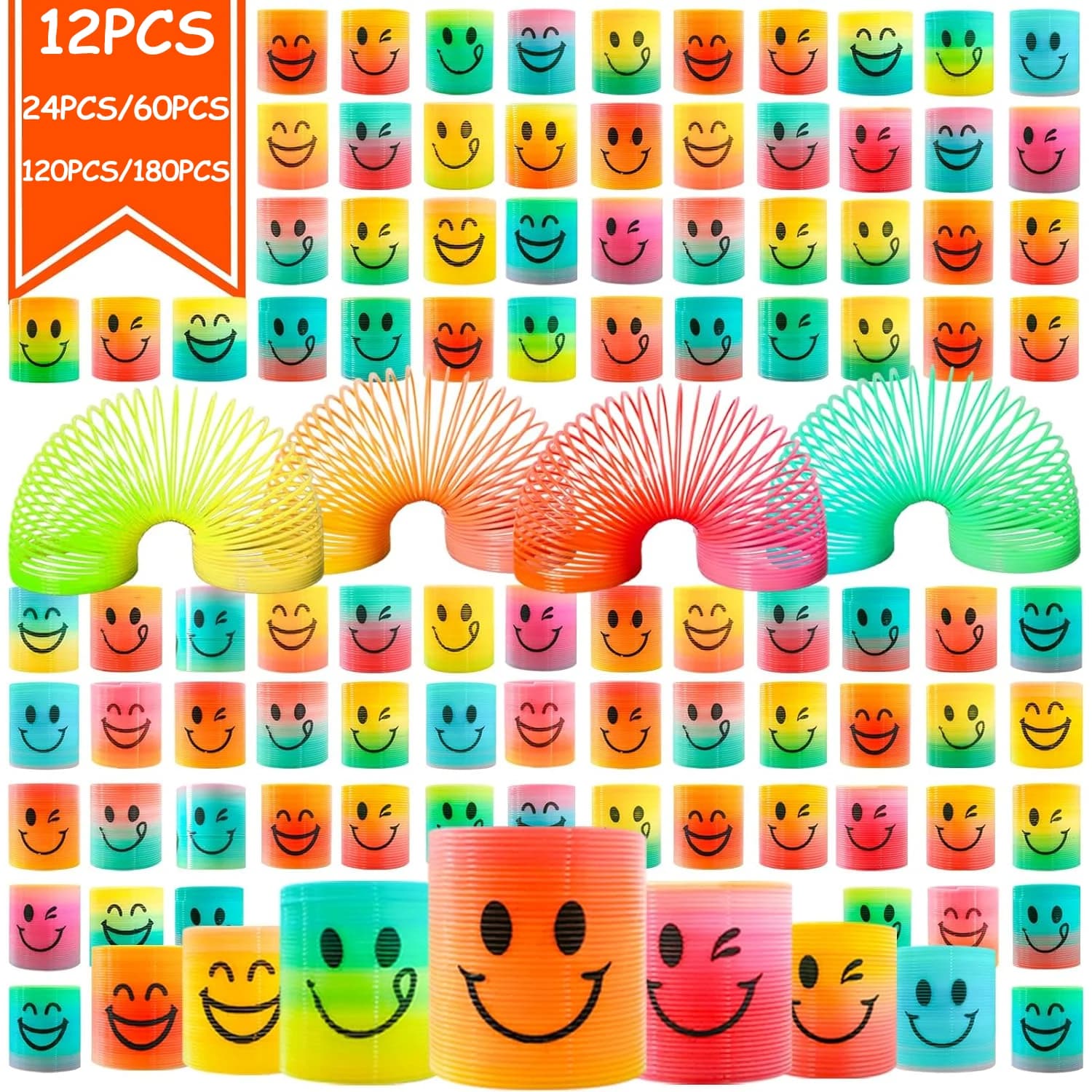 12/180 Piezas Mini Resortes Mágicos Arcoíris Circulares, Recuerdos de Fiesta, Regalo de Cumpleaños, Artículos para Bolsas de Regalo, Relleno de