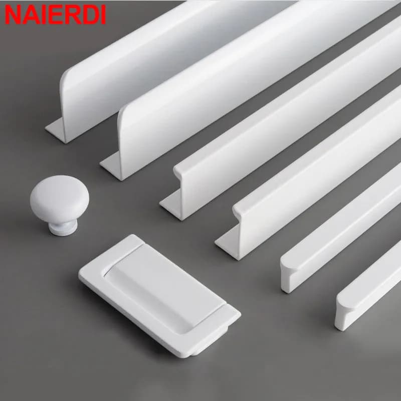 NAIERDI-manijas largas de aleación de aluminio para muebles, tiradores ocultos para cajones, color blanco, 800-1200mm