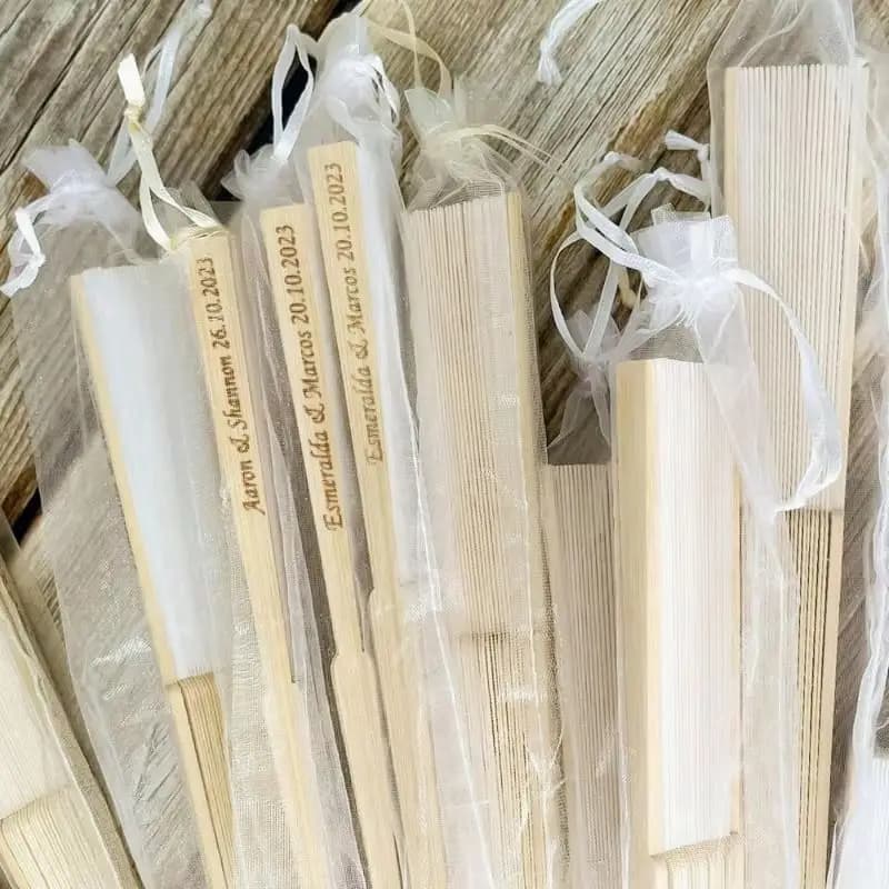 Abanicos de Seda Blancos Personalizados para Recuerdos de Despedida de Soltera, Abanicos de Mano para Boda con Bolsa de Regalo para Accesorios de