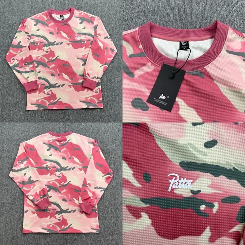 Patta Sudadera con capucha americana de moda de camuflaje rojo, sudaderas de cuello redondo para hombres y mujeres, Jersey holgado Vintage de gran