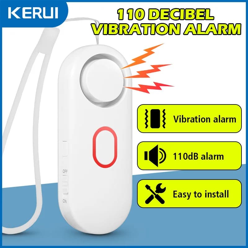 Alarma con Sensor de Vibración KERUI de 110dB para Puertas y Ventanas, Alarma Antirrobo para Protección del Hogar, Fácil de Instalar