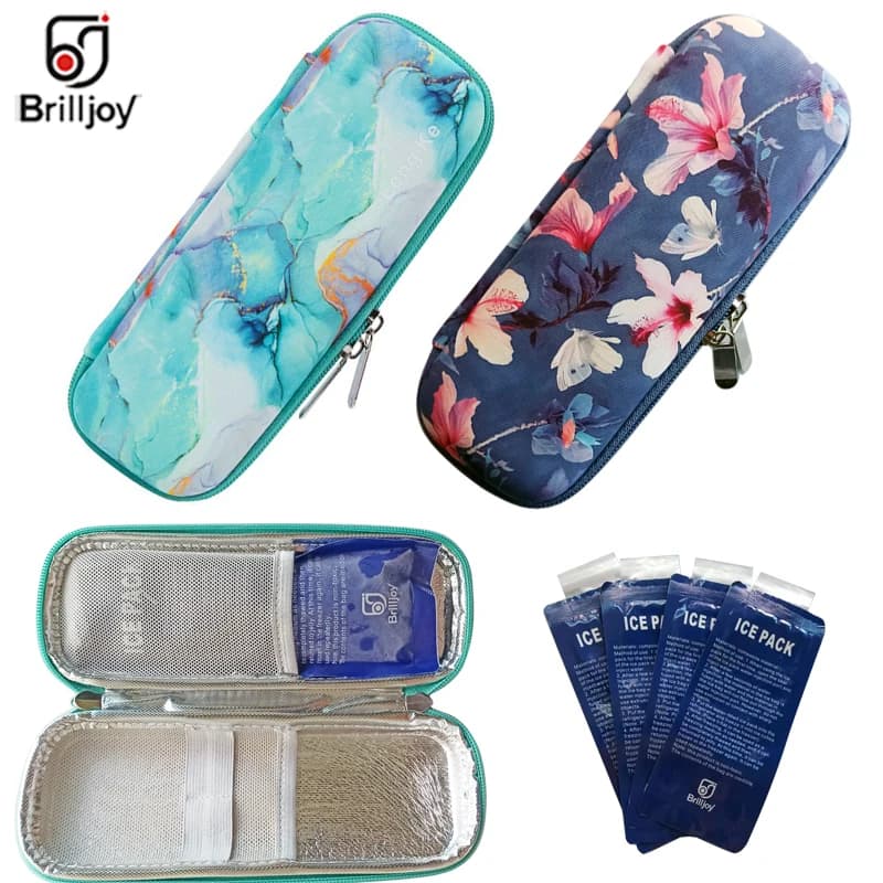 Brilljoy-bolsa enfriadora de insulina EVA, bolsa portátil con aislamiento para medicina diabética, estuche de viaje, caja enfriadora de papel de