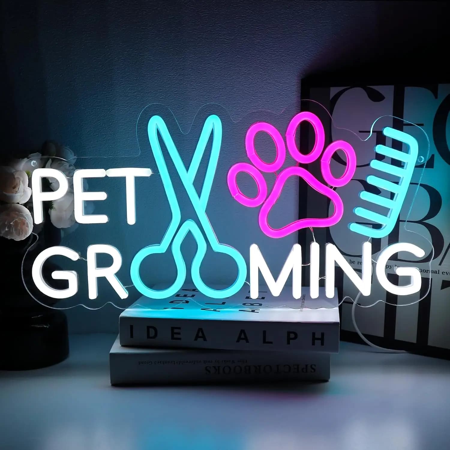 Letrero de Neón LED USB para Peluquería de Mascotas, Luz de Neón para Tienda de Mascotas, Hospital Veterinario, Spa, Salón, Bar, Decoración,