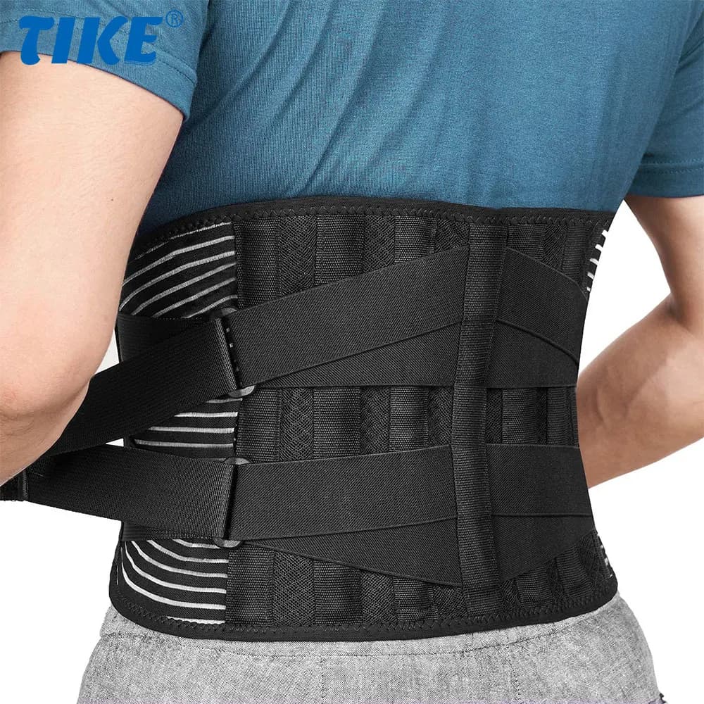 Tirantes para espalda baja con 6 soportes, soporte Lumbar ortopédico antideslizante, cinturón de soporte de cintura transpirable para hombres y