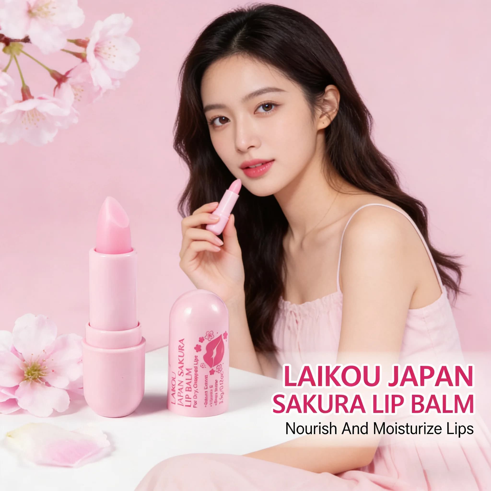 Bálsamo Labial LAIKOU Sakura, Nutritivo, Refrescante, Hidratante y Humectante de Larga Duración, Previene la Resequedad, Repara y Cuida los Labios