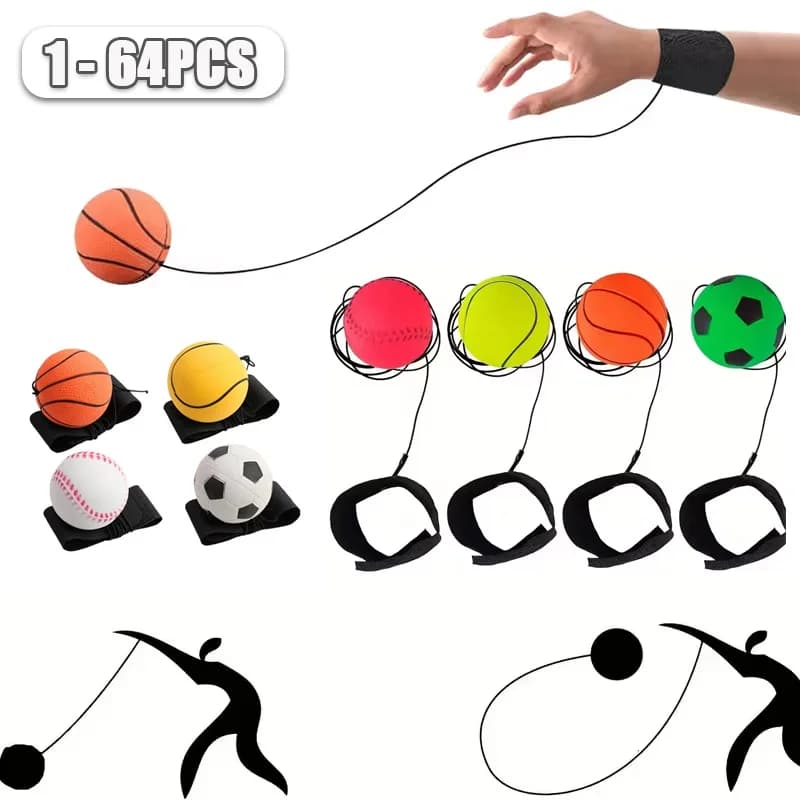 1-64 Uds nueva bola de esponja de retorno elástico cuerdas de nailon ejercicios de juego pelota de mano de goma juguetes para niños pelota de banda