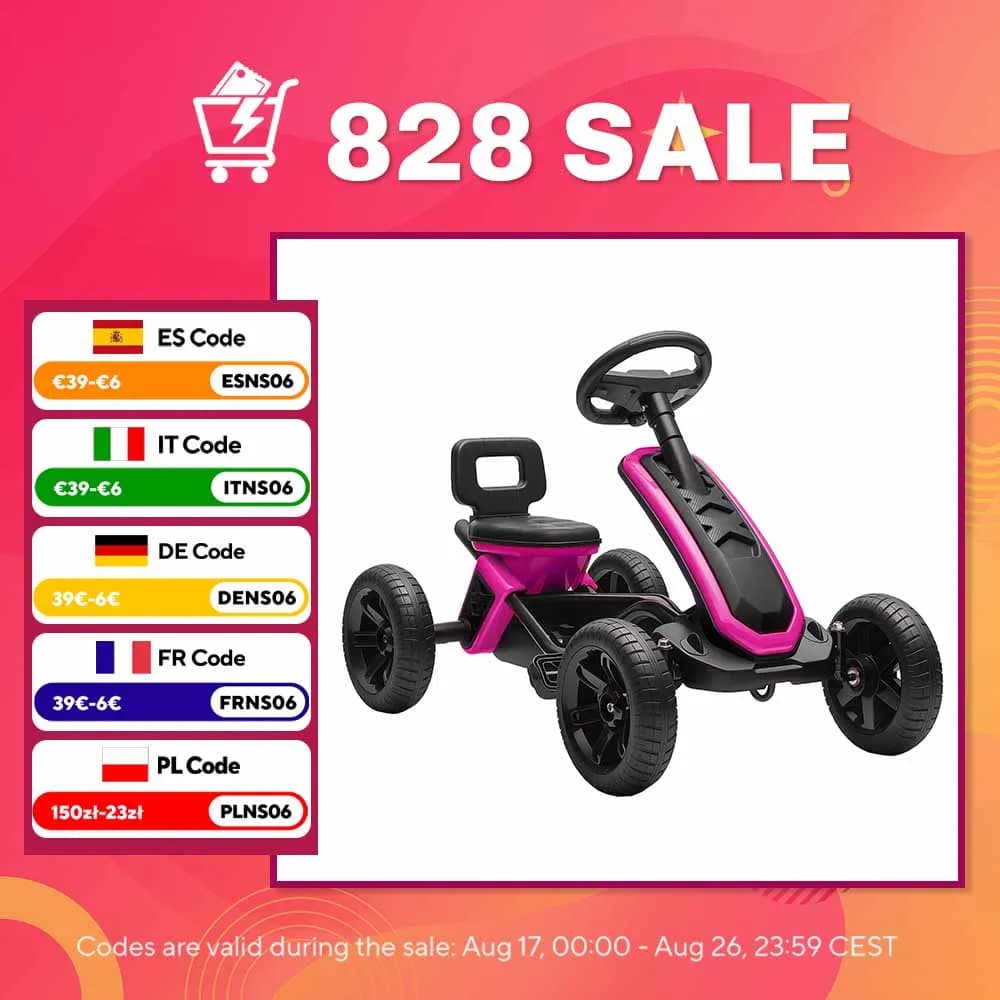 AIYAPLAY Kart Pedales, Go Kart con Ruedas Antideslizantes de EVA, Marco Metálico, Carga 30 kg, para Niños y Niñas de 2-5 Años