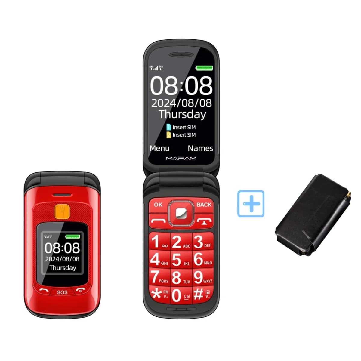 Mafam F899 Senior Flip Feature Phone Dos pantallas 2 Sim Botón grande SOS Dial Antorcha Clamshell Móvil Estilo retro 15 días Larga modo de reposo