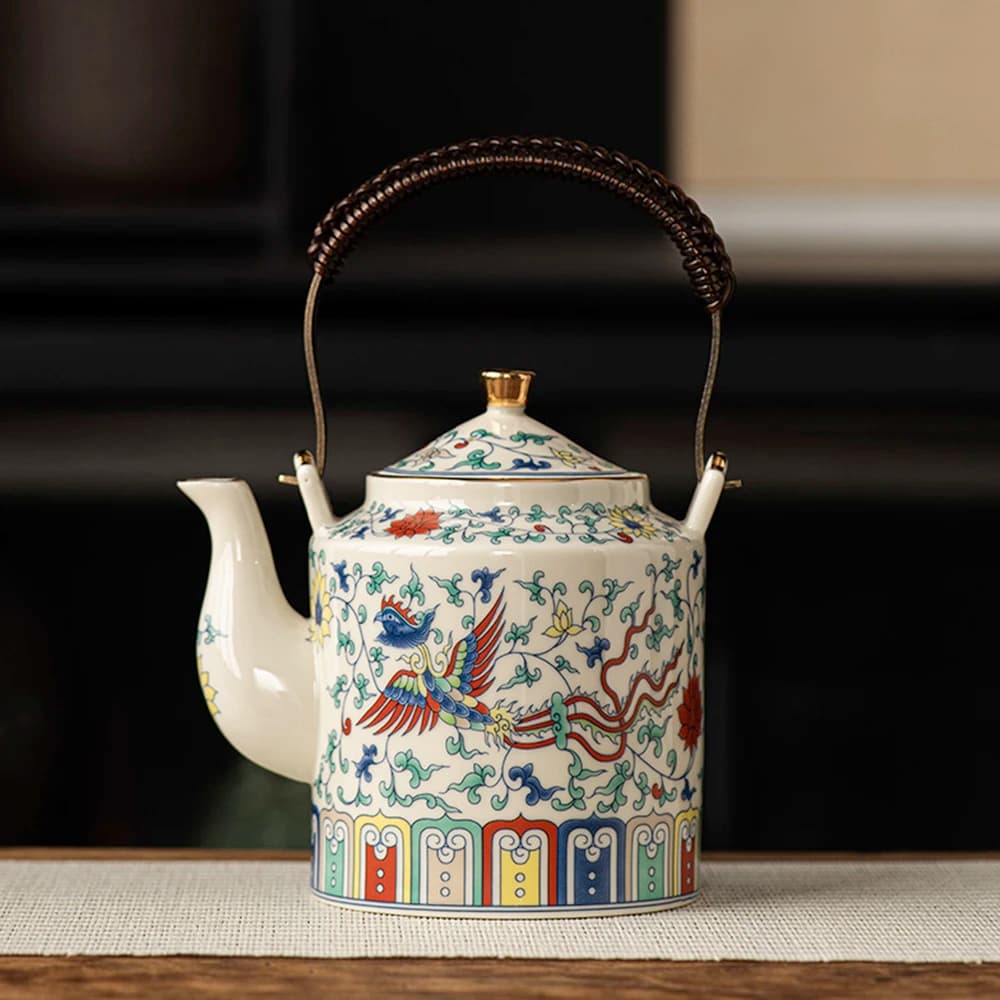 Tetera de Cerámica Estilo Retro Chino, Infusor de Té Doméstico con Colador, Tetera para Restaurante, Juego de Té de Cerámica Estilo China-Chic
