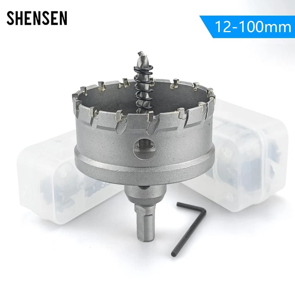 Sierra perforadora TCT de 12-100mm, punta de carburo de tungsteno, herramientas de corte, corona de perforación para Metal, aleación de acero