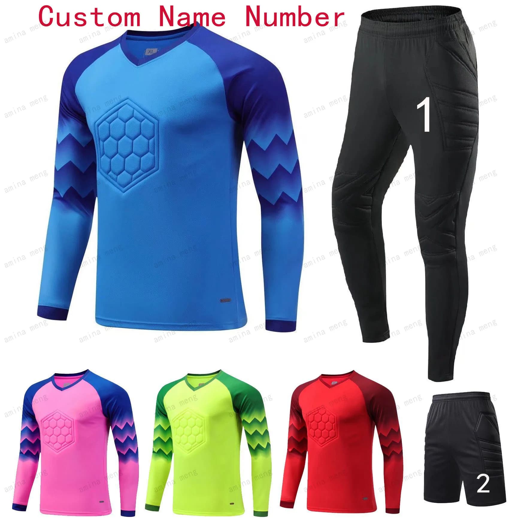 Uniforme de portero de fútbol para hombre y niño, esponja protectora de manga larga, portero de Entrenamiento de fútbol, camiseta de fútbol,