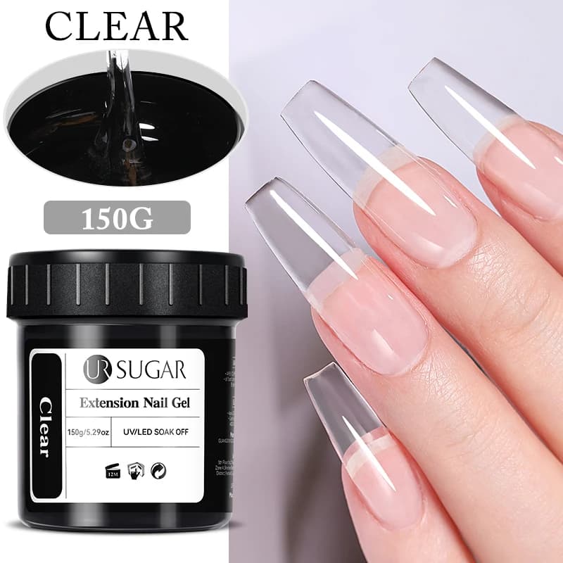 UR SUGAR 150g Gel de extensión de uñas transparente gelatina blanca luz rosa acrílico francés Nail Art UV LED Gel manicura semipermanente