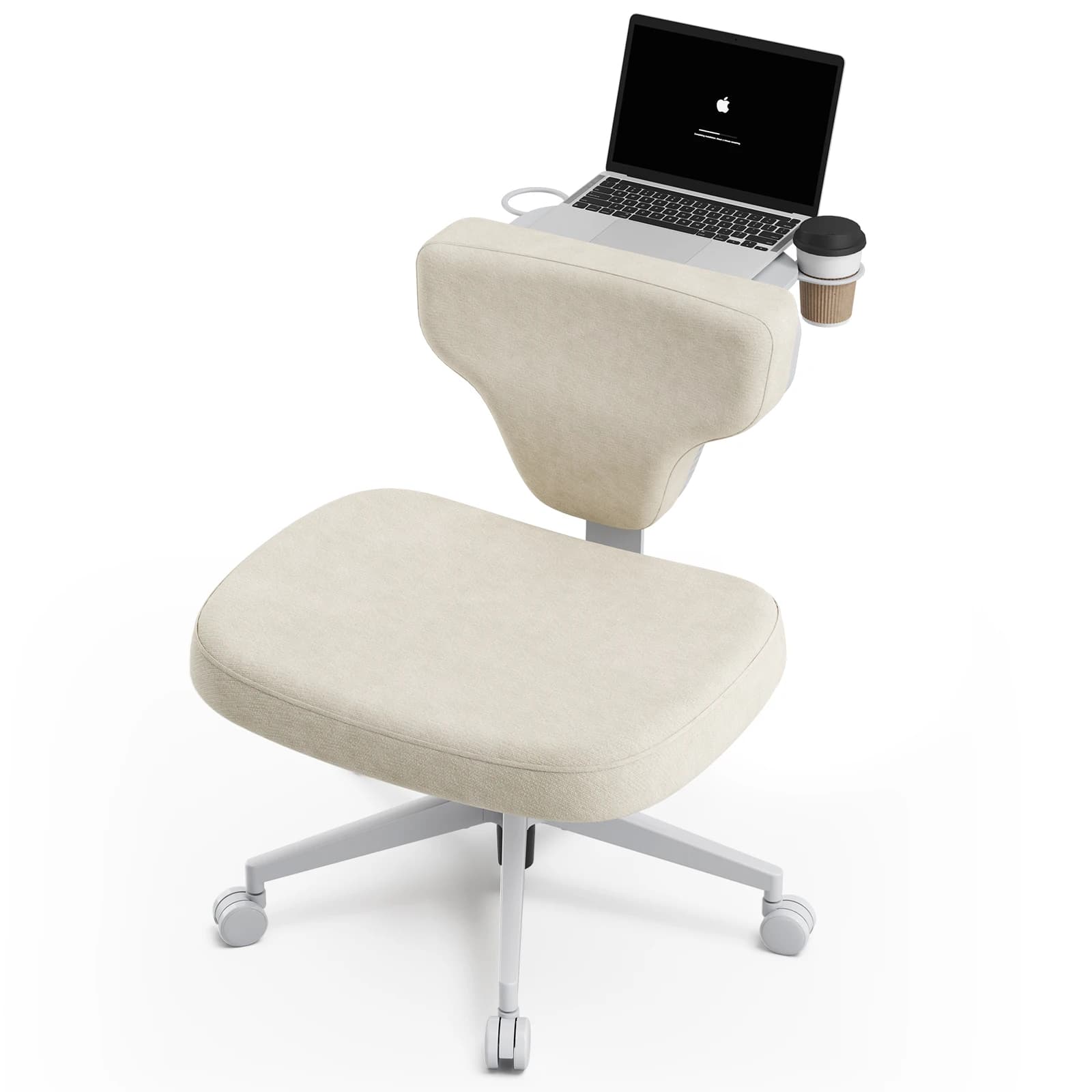 Silla de oficina Newtral FP sin reposabrazos, silla gamer con bandeja ajustable para portátil, silla de tocador con ruedas, silla cruzada.