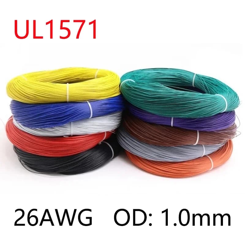 Cable electrónico de PVC UL1571 26AWG, 5 ~ 500M, OD 1,0mm, Cable Flexible DIY, Cable de cobre estañado aislado, línea LED ambiental