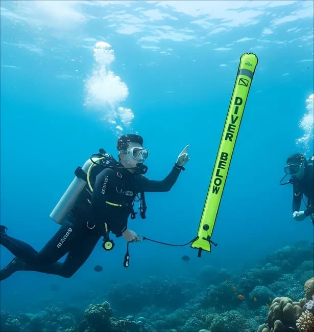 Novedad 2026 - Tubo de Seguridad SMB para Buceo de 1.8M/1.5M/1.2M, Boya de Señalización de Superficie para Equipo de Buceo Técnico y Recreativo