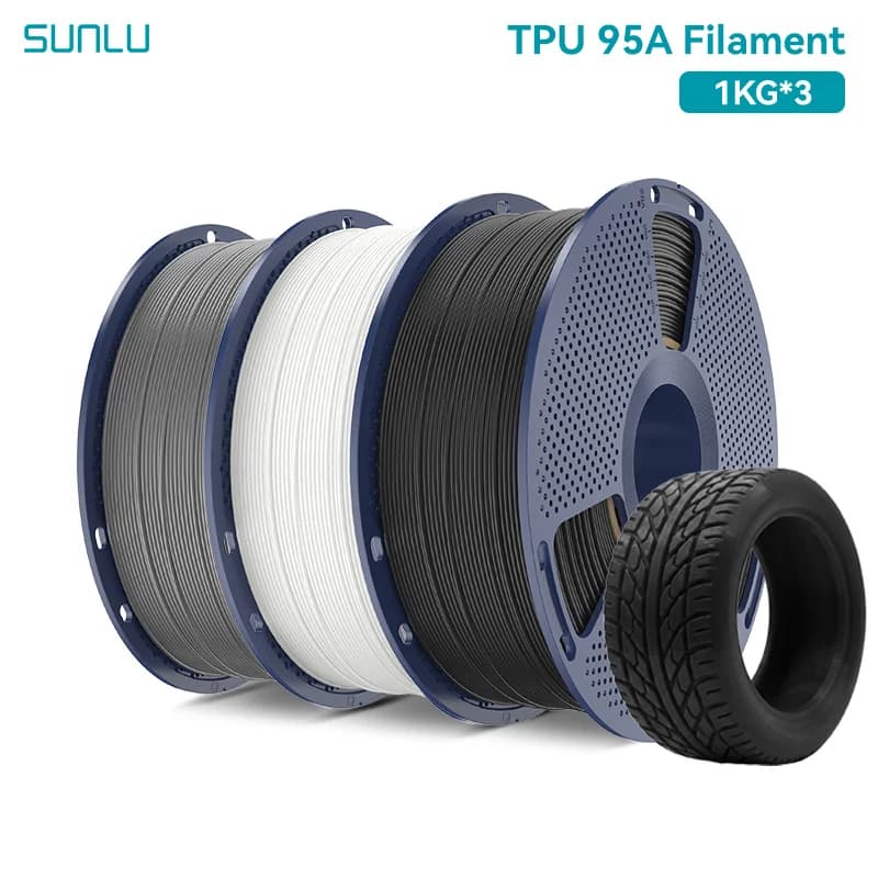Filamento Flexible de TPU SUNLU para Impresión 3D, 1.75mm 95A, Resistente al Desgaste, 100% Sin Burbujas, para Impresora 3D FDM con Bobina