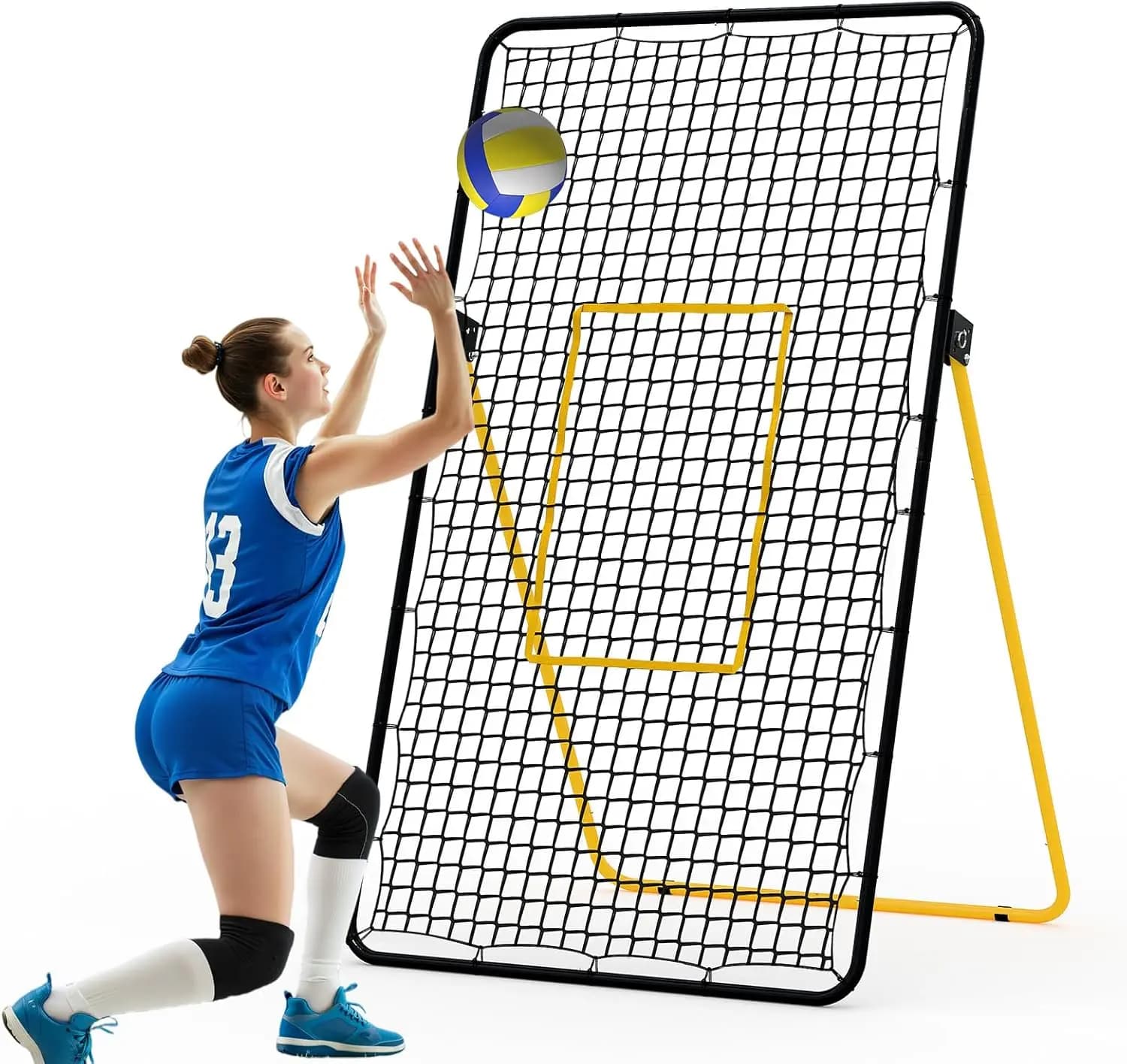 Red de Rebote Ajustable para Voleibol, Red de Entrenamiento Grande de 7x4 pies para Bouncing, Remates y Pases – Resistente, Multiángulo