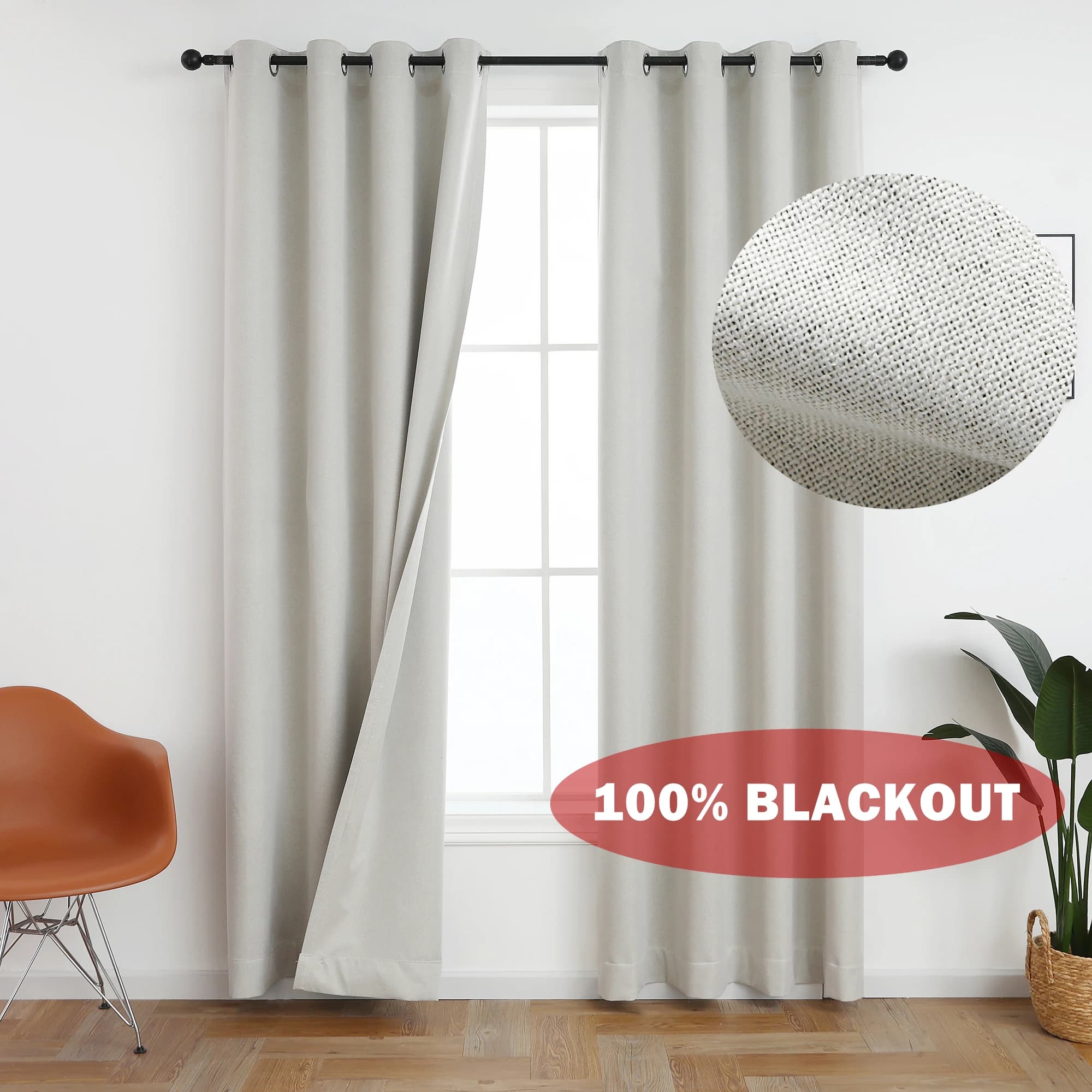 Cortina opaca insonorizada de 310 cm de altura, hecha a medida, 100% opaca, de lino sintético, para dormitorio, sala de estar, cortinas para ventana
