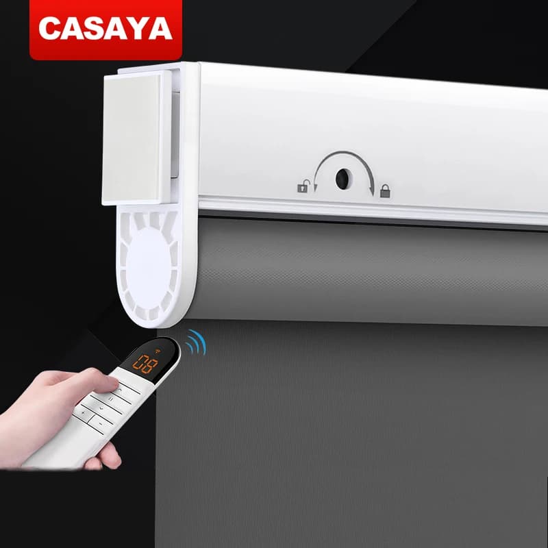 CASAYA M231 persianas enrollables motorizadas tela de luz diurna y opaca persianas eléctricas sin taladro ni sistema de perforación tamaño