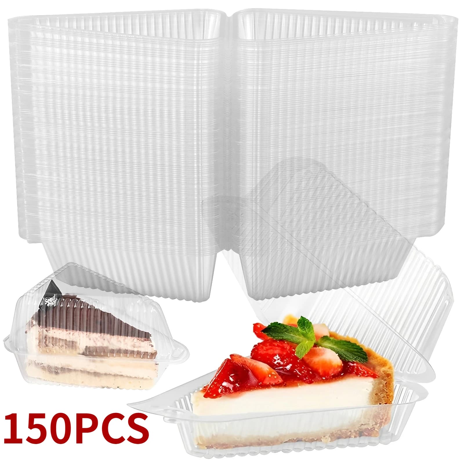 Contenedor de rebanadas de pastel, caja de postre triangular transparente, caja de embalaje de alimentos reutilizable, caja de tarta de queso y Mousse