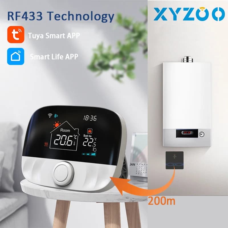 Termostato inalámbrico RF, calefacción de suelo inteligente con WiFi para caldera de Gas, receptor controlador de temperatura Tuya alimentado por
