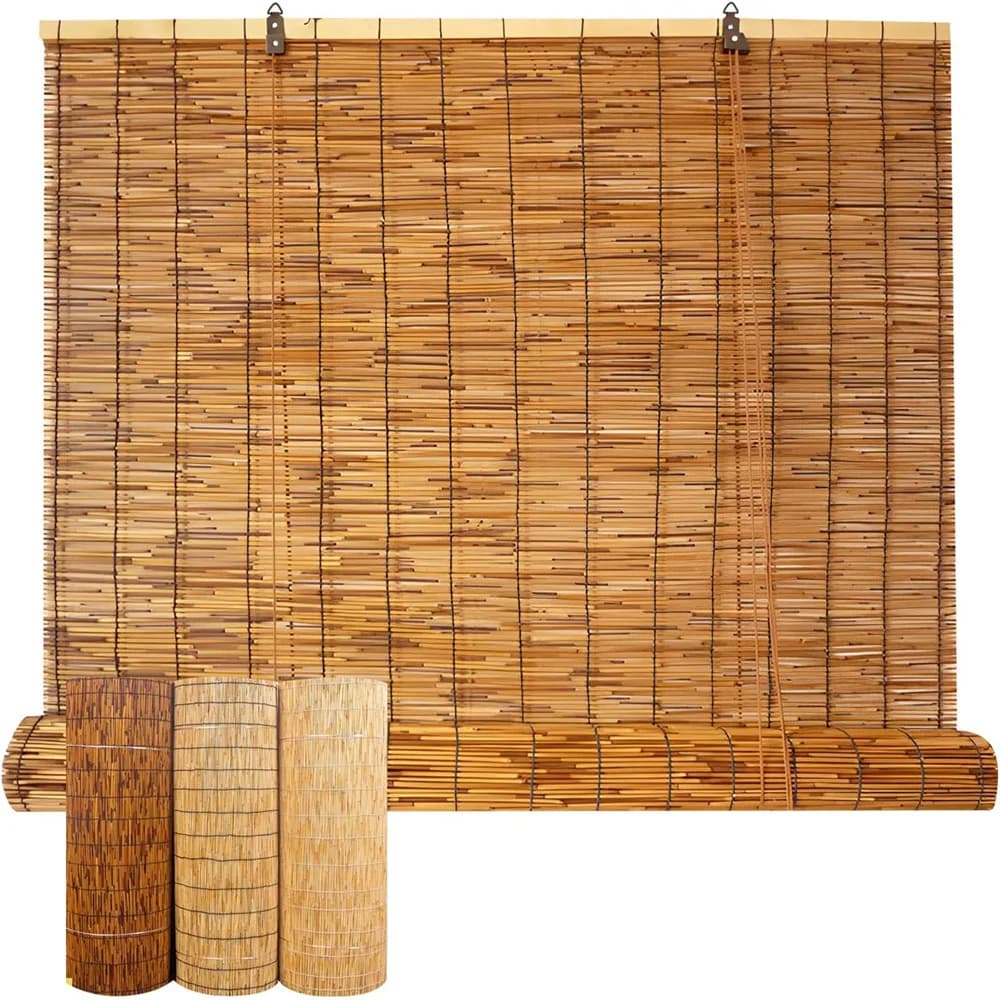 Persianas enrollables, persianas de caña, elevador carbonizado, sombrilla para exteriores, cortina de ventana Natural de madera, cocina, sala de té,