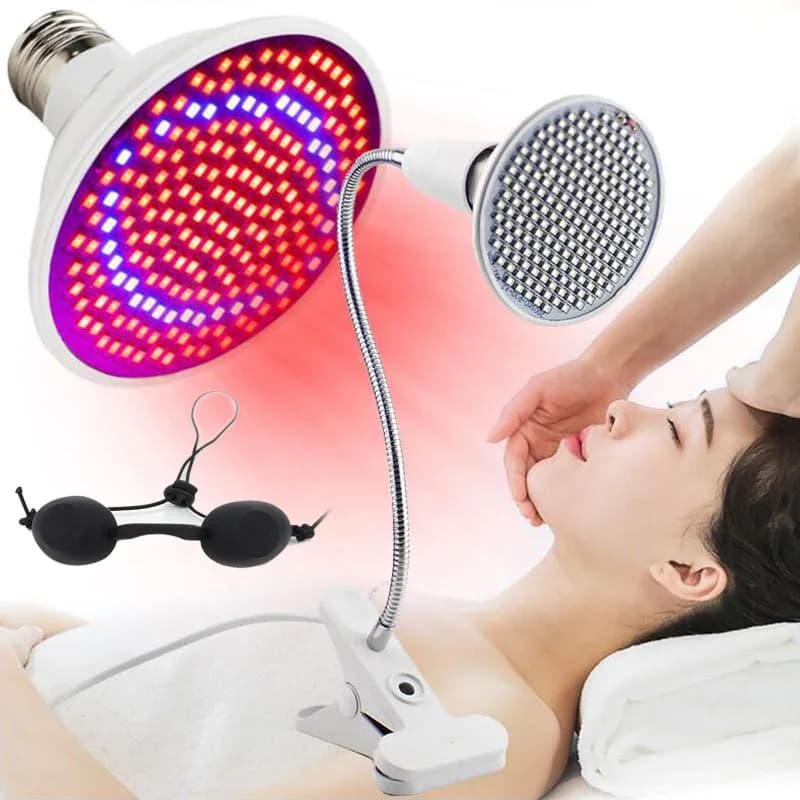 Lámpara de Terapia de Luz LED Roja y Azul Antienvejecimiento, Luz Roja Profunda 660nm, Infrarrojo Cercano 850nm, Lámpara de Belleza para el