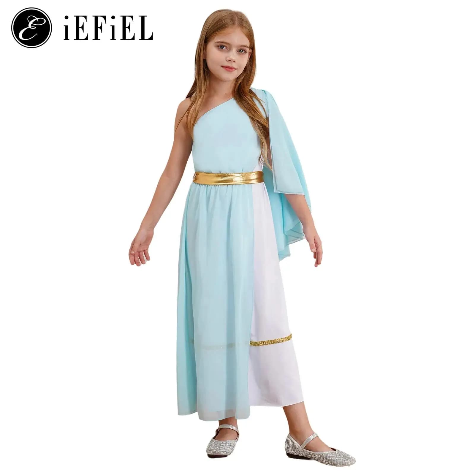Vestido de baile lírico Maxi con volantes de ninfa griega para niñas, disfraz de Cosplay de Dios romano antiguo para espectáculo escolar