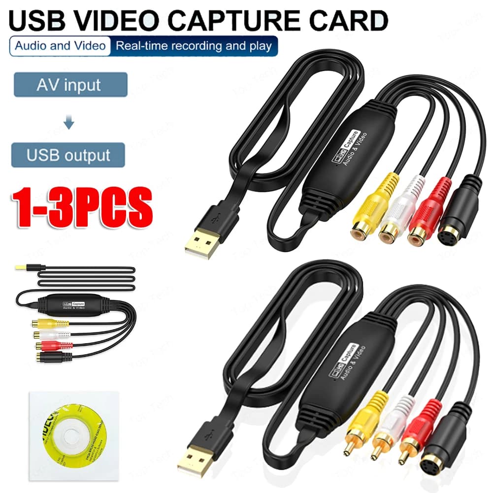 Tarjeta de captura de vídeo USB VHS TV DVD VCR Tarjeta adaptadora de captura de audio RCA a USB Convertidor de vídeo para Mac PC