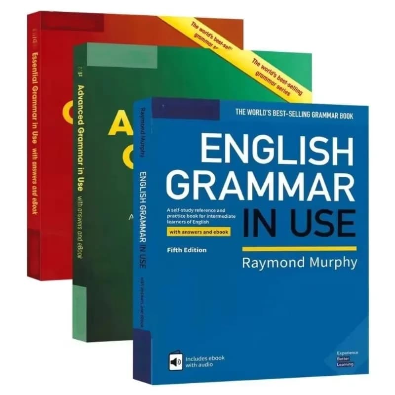 3 libros de gramática inglesa elemental, gramática inglesa esencial avanzada, ejercicios de preparación para pruebas de inglés en uso, el libro es