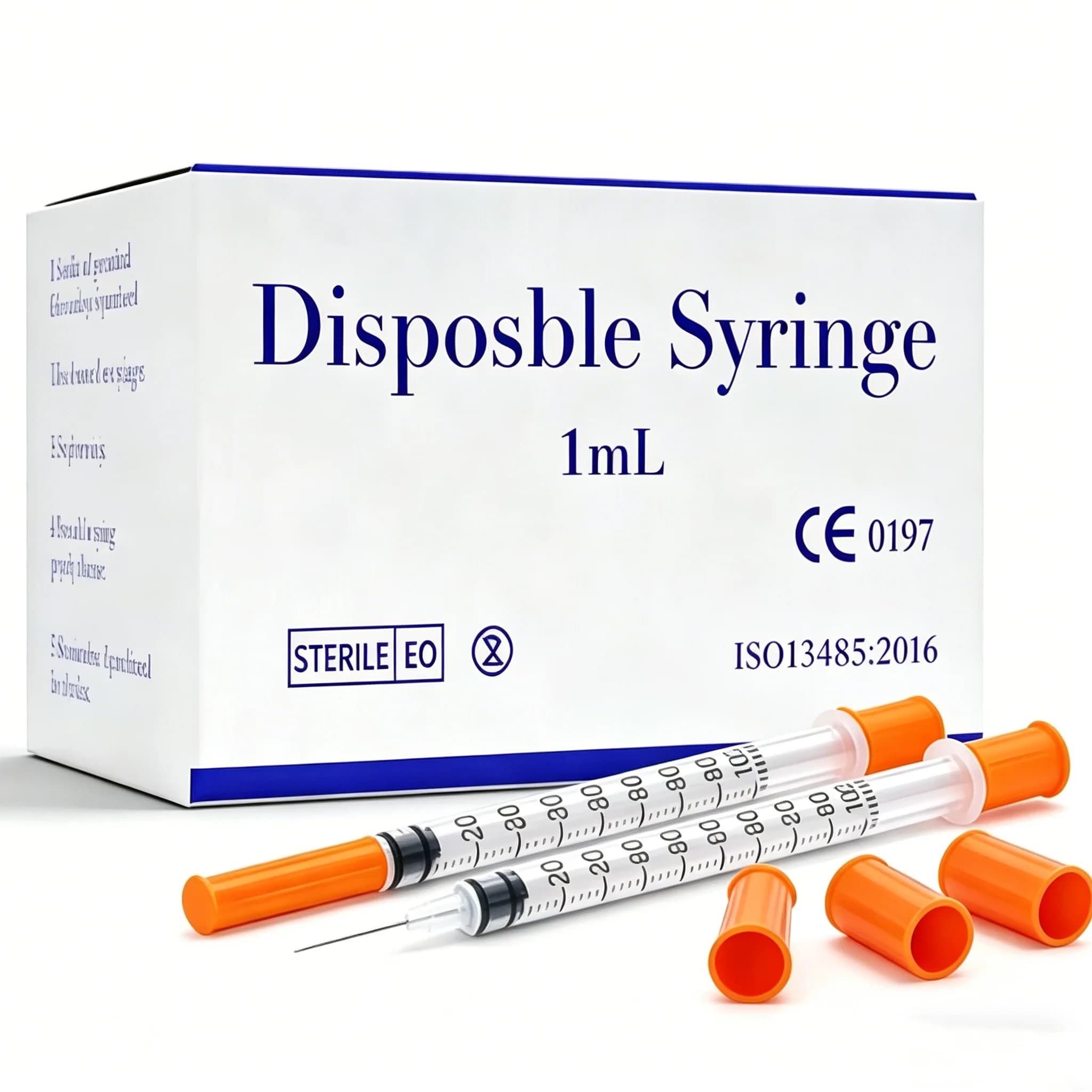 Jeringas de Insulina Desechables y Estériles de 0.3/0.5/1 ml con Agujas para Inyección Hipodérmica, Uso Veterinario
